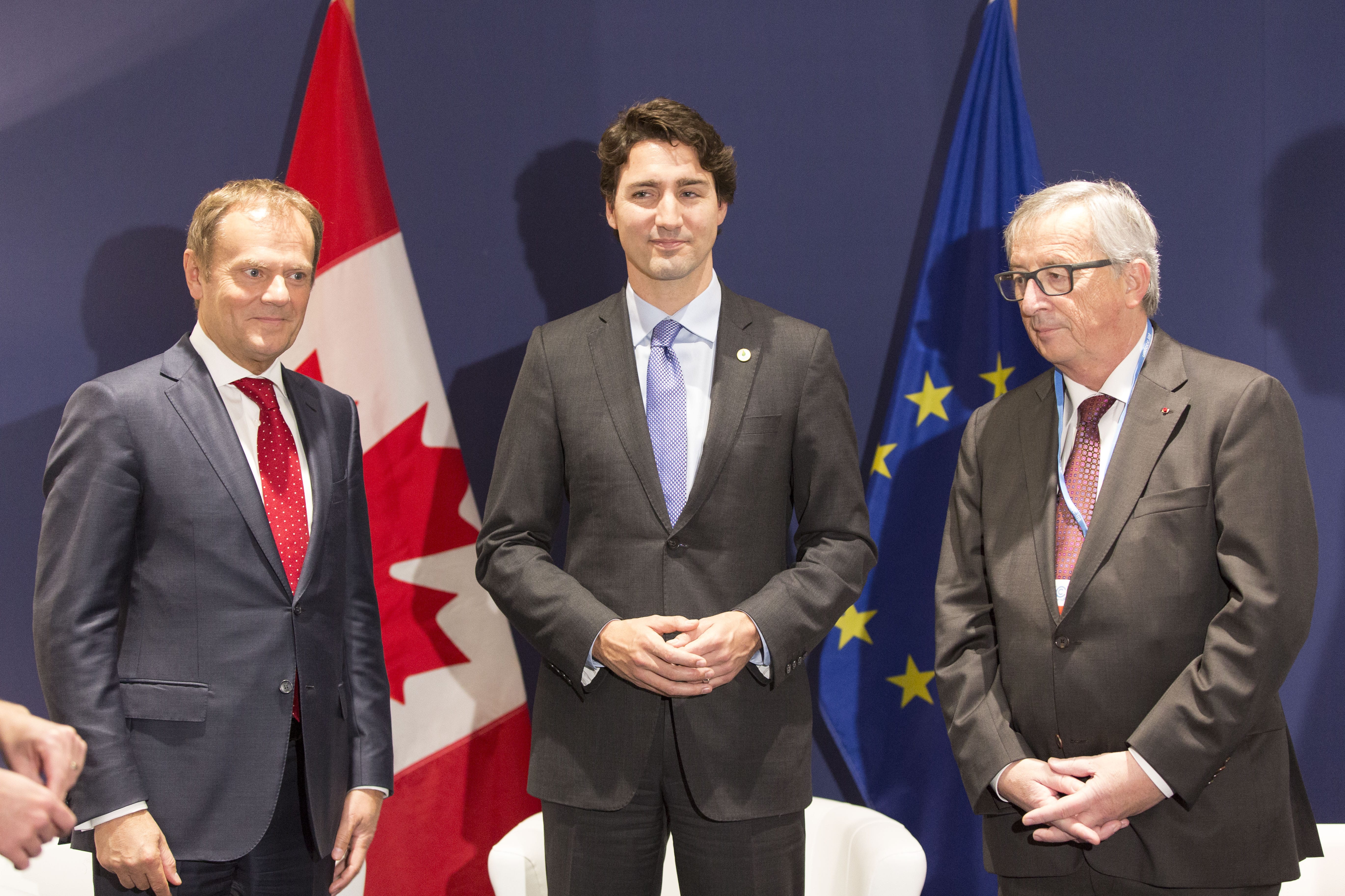 Donald Tusk, Justin Trudeau, and Jean-Claude Juncker (from left to right) / European External Action Service @flickr.com