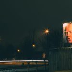 Donald Trump Backyard Photo Sign at Night – West Des Moines, Iow