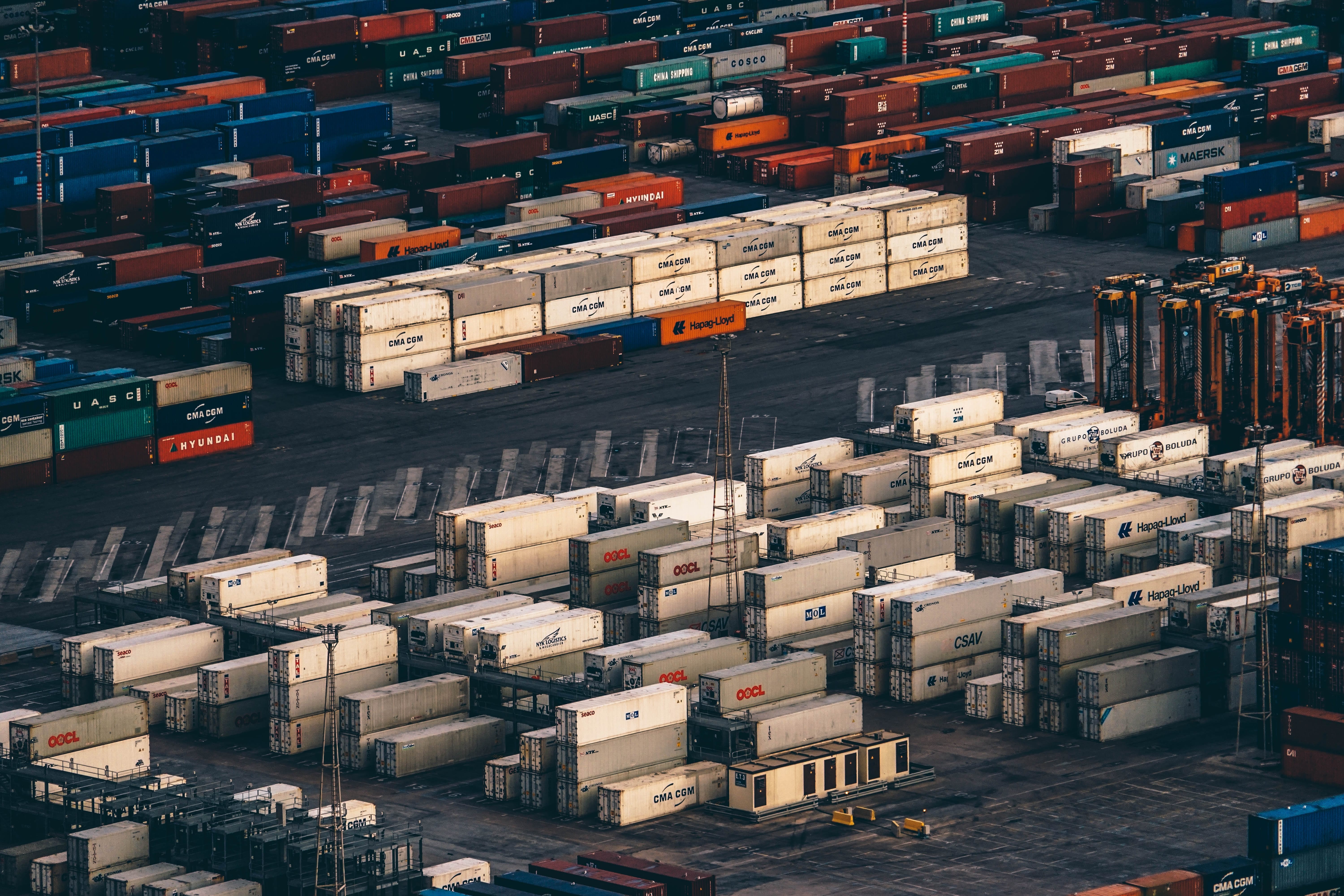 Stacks of shipping containers in the Port of Barcelona