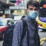 man with mask against coronavirus