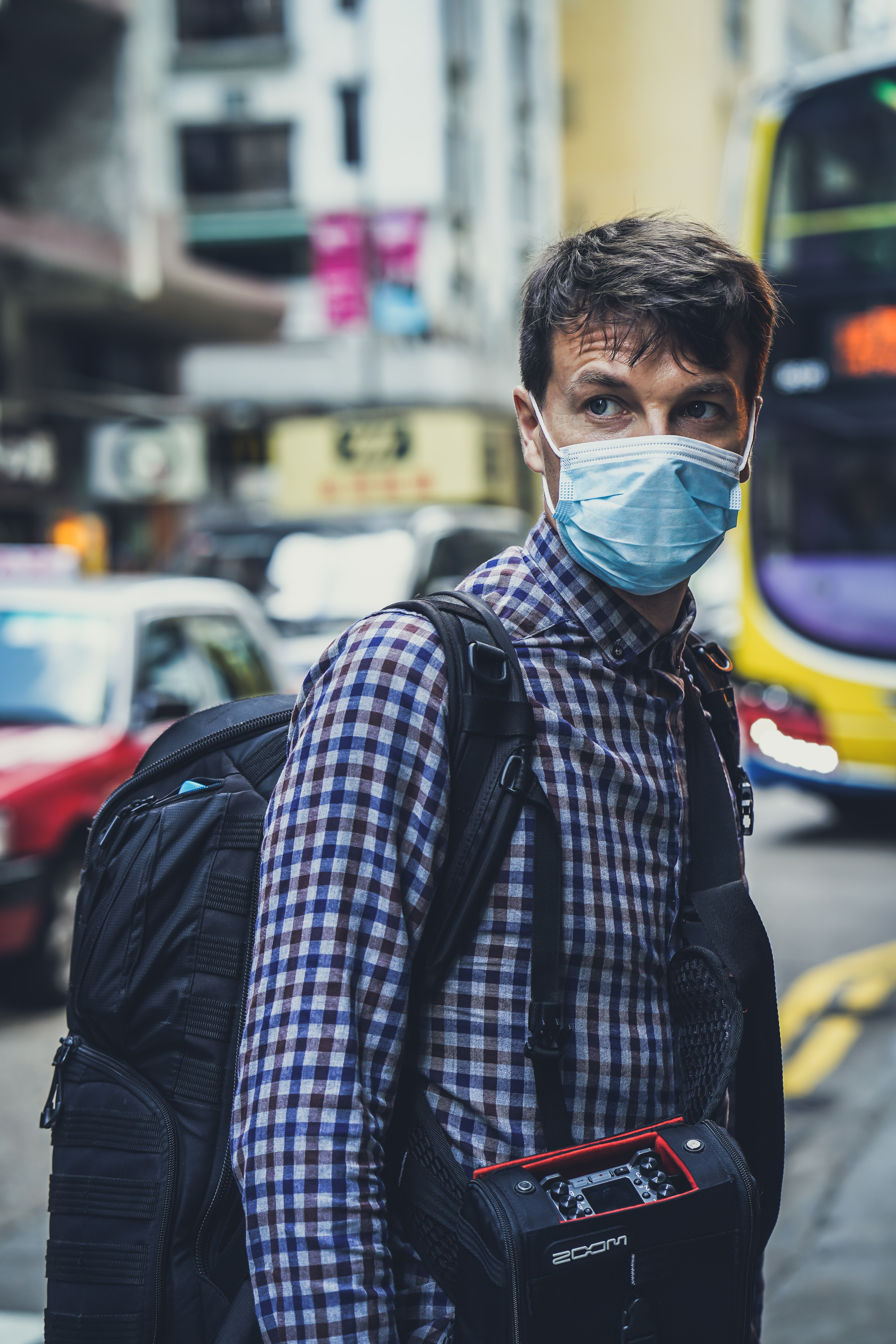 man with mask against coronavirus