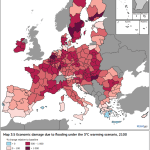 economic damage due to flooding under the 3°C warming scenario, 2100
