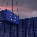 freight container with the EU flag
