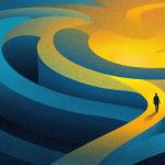 Decision-making maze with light paths and thin line style