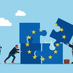 Fund or Fumble – How to Make the European Competitiveness Fund Work Business people connecting puzzle elements flag of European Unio