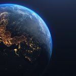 Planet Earth from Space EU Europe Countries highlighted